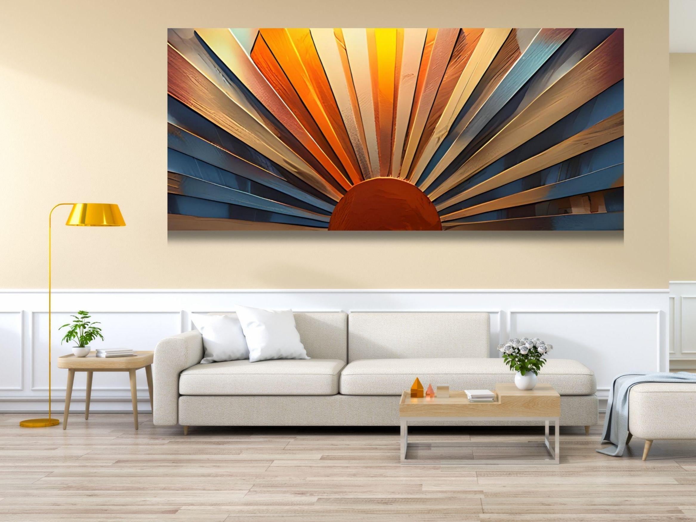Sun Panoramic Ready to Hang Wall Art,sunrise and Sunset Canvas