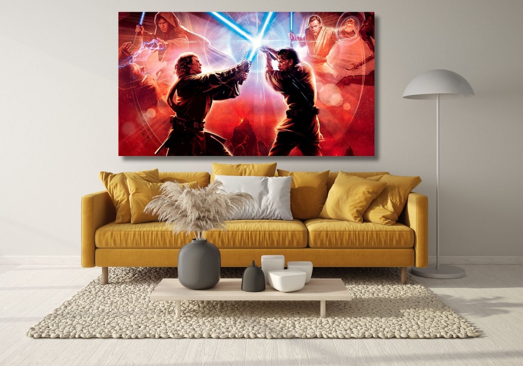 Starwars WALL ART Anakin Vs Obi Wan Poster Canvas,anakin Skywalker ...