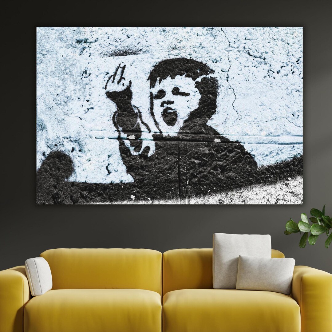 Banksy Middle Finger Canvas Art, Banksy Graffiti Canvas,painting Canvas ...