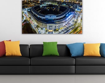 Yankee Stadium Wall Art Black and White Ready to Hang Canvas, Yankees Baseball Print, New York Gifts New York Baseball,Baseball Decor Poster