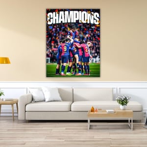Barcelona Poster, 2025 LA Liga Champion FC Barcelona Canvas Wall Art,Football Fan Gifts,Extra Large Wall Art,Man Cave,Ready to Hang Canvas