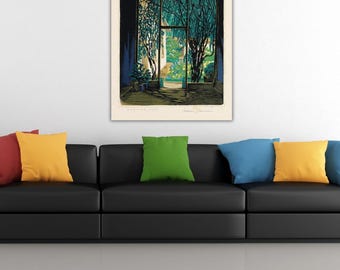 Morning Sun By Gustave Baumann Ready to Hang Canvas Quality Print Framed Canvas Art , Gustave Baumann Canvas Wall Decor, Vintage Poster Art
