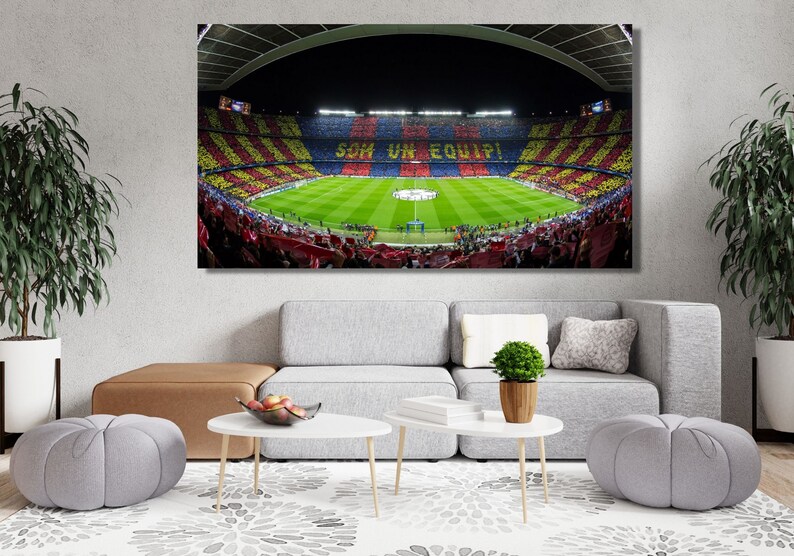 Barcelona Football Stadium Wall Art, Camp Nou Stadium Canvas Wall Art