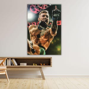Conor McGregor Middle Finger Canvas, Conor McGregor Wall Art,Conor McGregor Print,Motivational Poster,Fitness Wall Art, Ready to Hang Canvas
