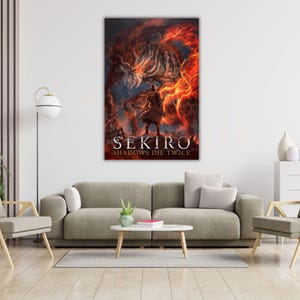 Sekiro Shadows Die Twice Poster, The Wolf Wall Art,Premium Canvas Print,Game Fan Gift, Gamer Wall Decor,Game Room Decor,Ready To Hang Canvas