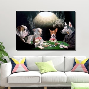 Dogs Playing Poker Canvas,Cassius Marcellus Coolidge A Bold Bluff Dogs Playing Poker Ready To Hang Canvas Wall Art,Dogs Playing Cards Poster