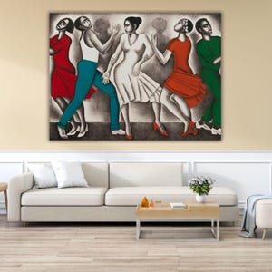 Dancing By Elizabeth Catlett Quality Poster Print, Dancing By Elizabeth Catlett Canvas Wall Art, Elizabeth Catlett Poster, Print, Canvas Art
