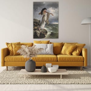 Death of Sappho by Miguel Carbonell Selva Print Canvas Art, Mythology Wall Art, Island of Lesbos, Reproduction Canvas Art, Modern Home Decor