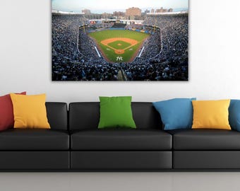 Yankee Stadium Print Black and White Ready to Hang Canvas, Yankees Baseball Print, New York Gifts, New York Baseball, Baseball Decor ,Poster