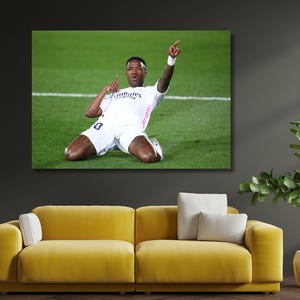 Vinicius Junior Print Art, Soccer Print, Vinicius Jr Poster Art Print, Sports Wall Art, Man Cave Gift,Kids Room Decor, Ready to Hang Canvas