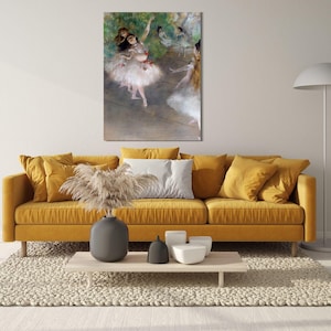 Ballet Rehearsal by Edgar Degas Ready to Hang Canvas Wall Art, Impressionist Ballerina Portrait Painting, Dance Art Print, Dancers Wall Art
