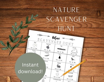 Búsqueda del tesoro en la naturaleza, estudio de la naturaleza imprimible, educación en el hogar, descarga instantánea