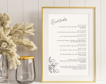 Bienaventuranzas Arte de la pared, Arte de las Escrituras, Descarga instantánea, Imprimible, Tamaño del póster 18x24