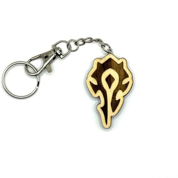 World of Warcraft Horde basswood Keychain Gaming Double sided - Made in Canada