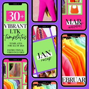 vibrant LTK editable templates, LTK editable Canva templates, Canva Templates, Social media template, Instagram template, bright influencer