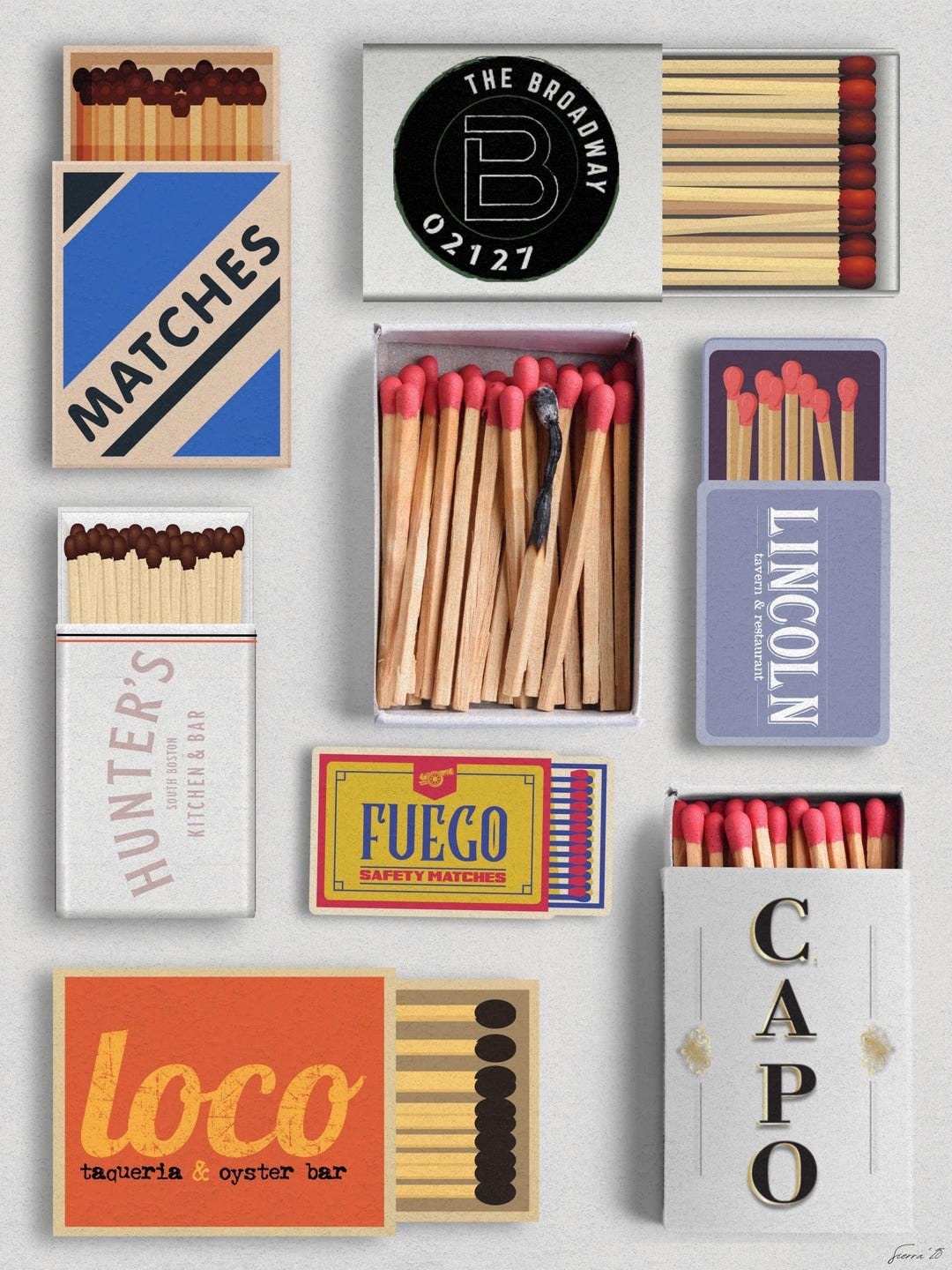 Southie Bar Matchbox Print: Boston City Wall Art - Etsy
