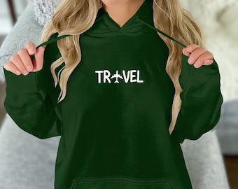 Travel Hooded sweatshirt , Airplane Travel Hoodie, Travel Gift, Travel Lover Sweater, Adventure Hooded Sweatshirt , Vacation Sweatshirt