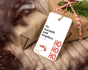 Ho Ho Ho Gift Tag / Christmas Goose / Printable Gift Tag / Christmas Gift Tag / Personalized Gift Tag / Gift Tag SVG / Custom Gift Tag