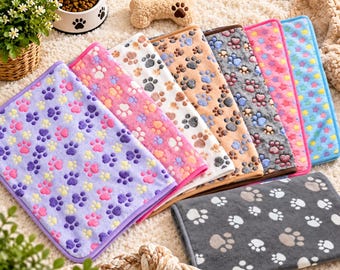 Personalised Pawprint Fleece Pet Blanket: Medium Dog/Cat Blanket (76x52cm)