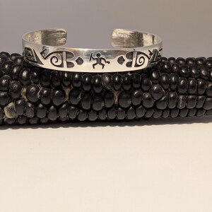 Hopi silver overlay cuff bracelet with Creator symbol (bracelet #10)