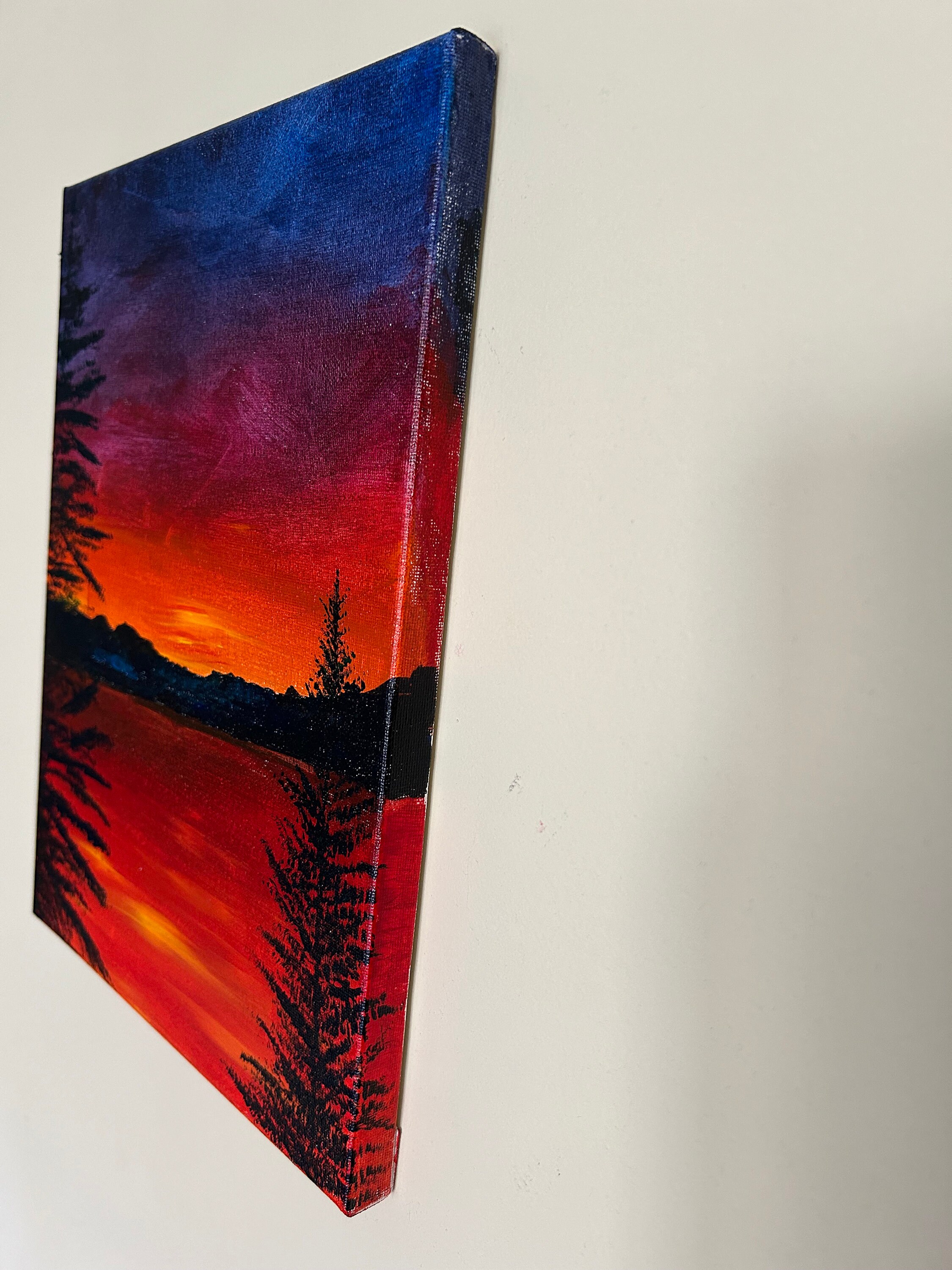 Original Landscape Acrylic Painting of Sunset Over Lake. "sunset" - Etsy