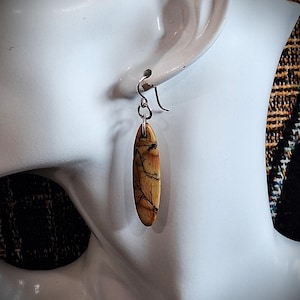 Handgemachte Picasso Jaspis Edelstein Ohrringe | Sterling Silber 925 Draht Gewickelt Drop Dangle | Südwesten Erde Ton Schmuck Geschenk für sie