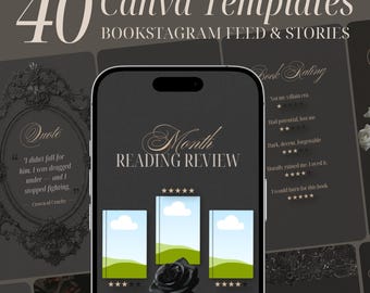 Book Review Template Canva Bundle, Dark Romance Bookstagram Instagram Posts Stories, Gothic Reader Carousel, Book Launch Social Media