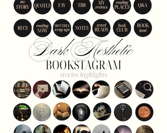 Dark Academia Bookstagram Highlight Covers | Book Lover Instagram Icons Canva Template Bookish Booktok