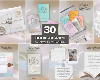 Bookstagram Templates Canva | 30 Editable Instagram Carousel Posts for Bloggers | Pastel Book Review & Reading Content
