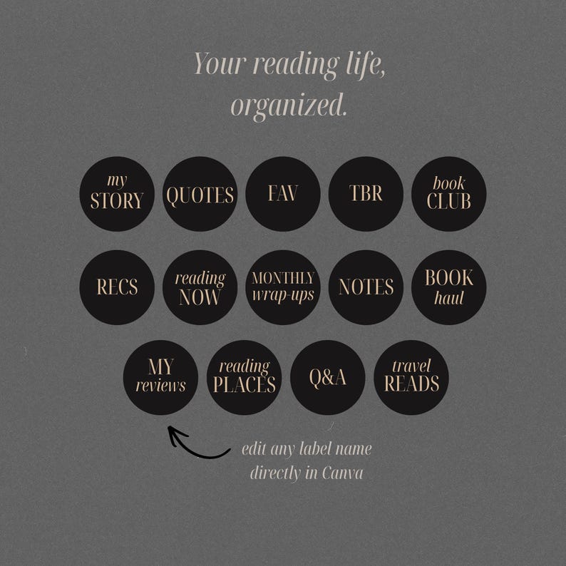 Dark Academia Bookstagram Highlight Covers | Book Lover Instagram Icons Canva Template Bookish Booktok image 2