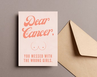 Funny Cancer Card, Breast Cancer Card, Encouragement Card, Get Well Soon Card, Mastectomy Card