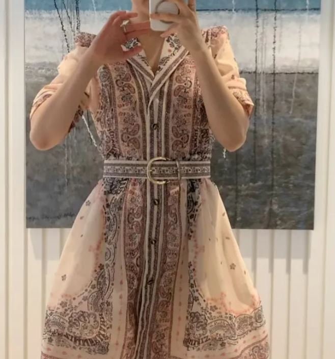 Saaraih Puff Sleeve Mini Dress With Belt
