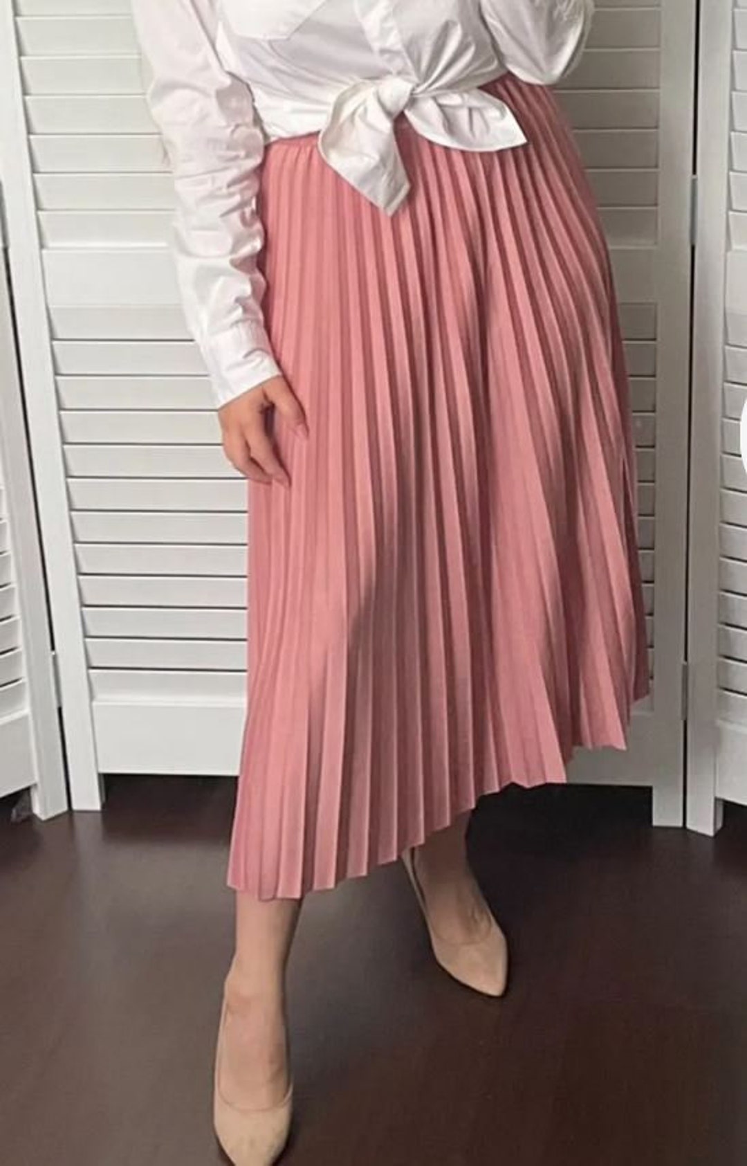 Women's skirt long elegant pleated trapeze, high waist, printed