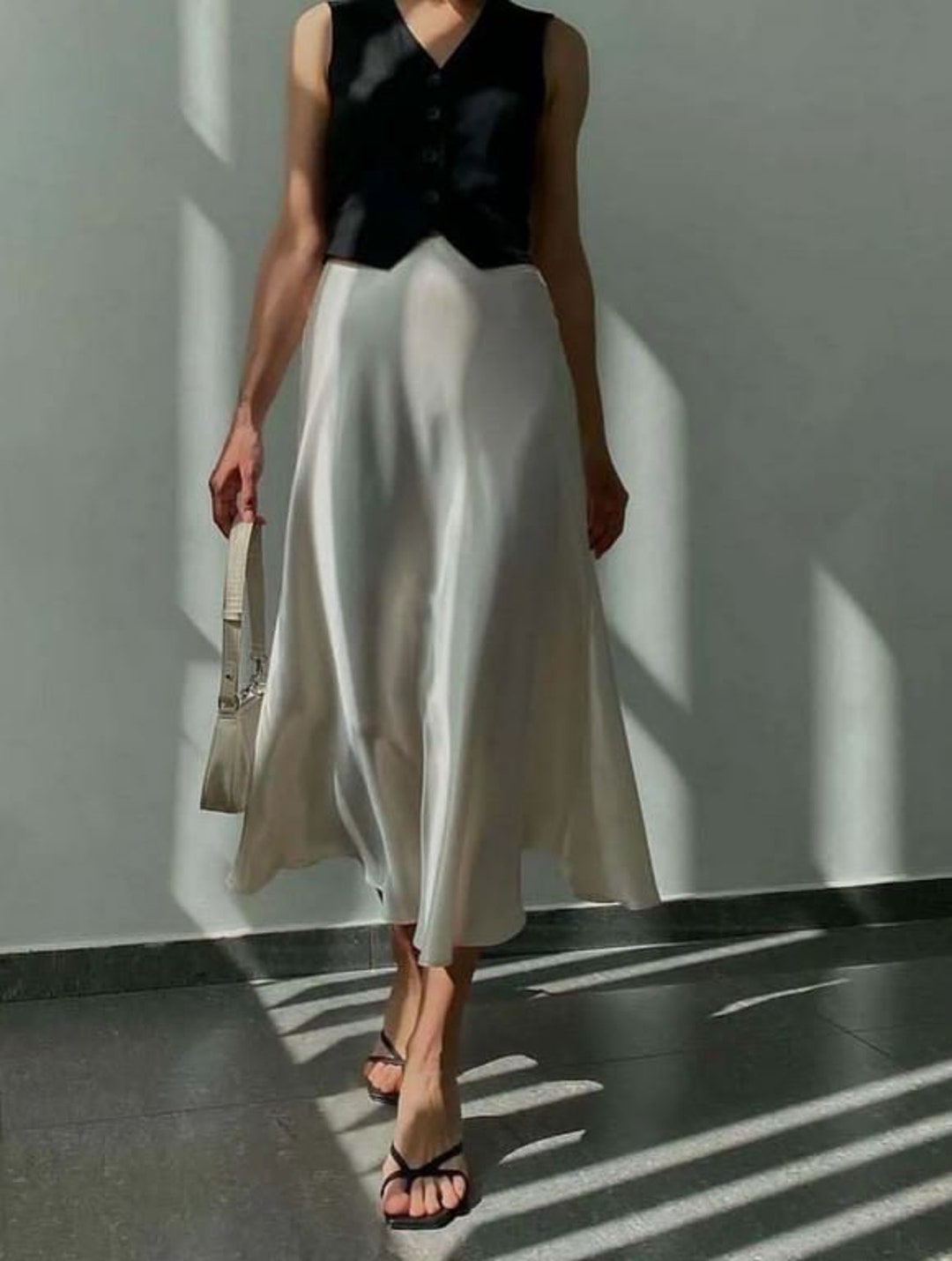 Women Satin Long Fishtail Skirt Casual