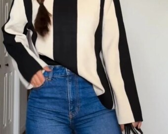 Casual Striped Turtleneck Sweater For Women