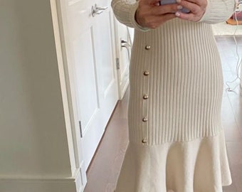 Knitted Vintage Thicken Sweater Dress for Women
