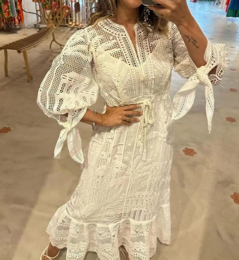 Privé Women's Elegant Mesh Gathering Long Sleeve Dress