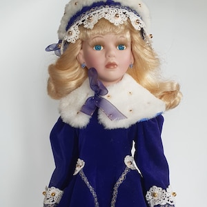 Porcelain Doll 17&quot;(43cm) Vintage Collector&#39;s Doll in Winter, Christmas Outfit (55)