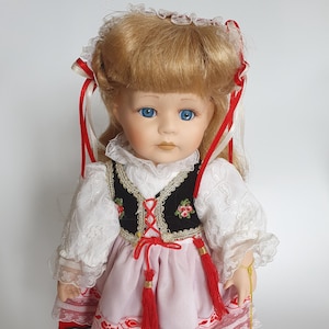 Porcelain Doll &quot;Helen&quot; 12&quot;(30cm) by The Leonardo Collection, Collector’s Porcelain Doll in Traditional Clothes (680)
