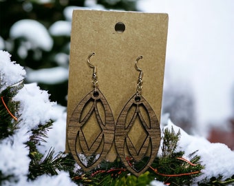 Walnut wooden Dangle Earring 005