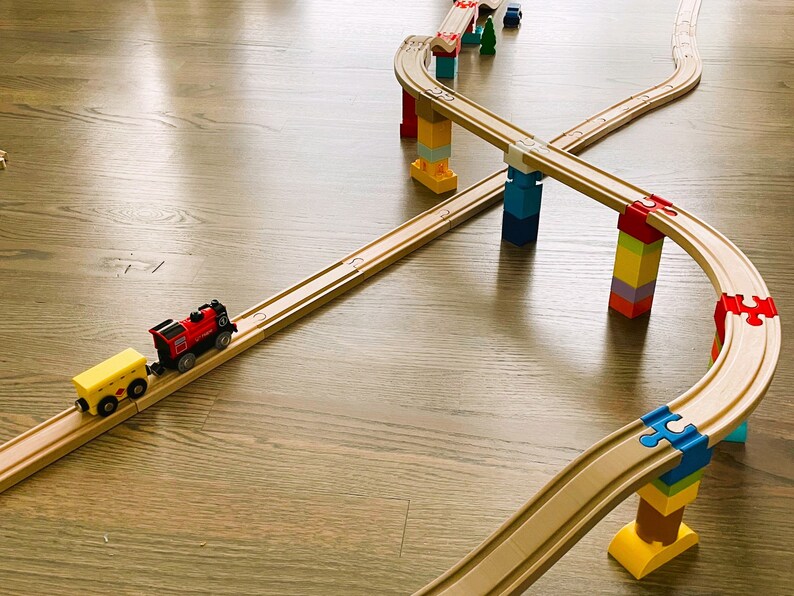 Duplo Bridge Adapter and Ramp Track for Wooden Train Sets. Compatible