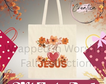 Christian Fall Tote Bag – Blessed Floral Canvas Bag – Faith Gift for Women, Bible Study, or Church