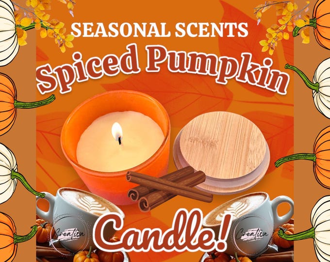 Hand-Poured Spiced Pumpkin Candle – Cozy Fall Beeswax Blend – Autumn Home Fragrance, Warm Seasonal Scent