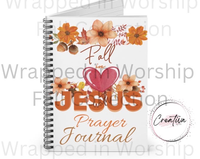 Christian Prayer Journal – Fall in Love with Jesus Floral Spiral Notebook – Faith Inspirational Gift for Women & Bible Study