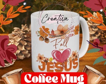 Christian Fall Mug – “Fall in Love with Jesus” Coffee Cup – Faith Gift for Women & Bible Study