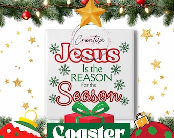 Festive Jesus Coaster | Holiday Decor, Christmas Gift, Kitchen Accessory, Religious Home Decoration, Coasters for Seasonal Drinks