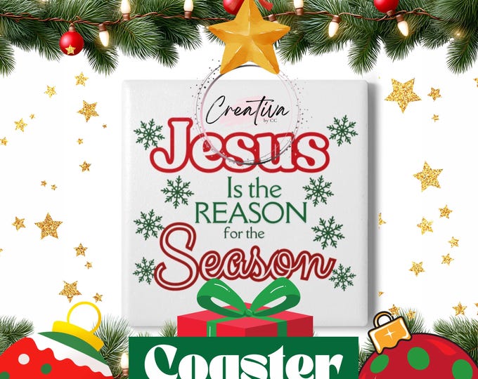 Festive Jesus Coaster | Holiday Decor, Christmas Gift, Kitchen Accessory, Religious Home Decoration, Coasters for Seasonal Drinks