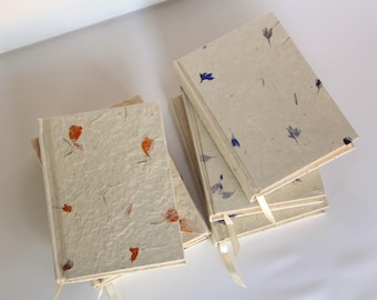 Floral Hard Cover Journal | Marigold | Cornflower | A6 Mini Blank Journal | Handmade Notebook | Pocketbook