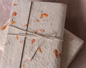 Handmade Eco-Friendly Floral Journal  | Marigold | Cornflower | Softcover Notebook  Sustainable Gifting