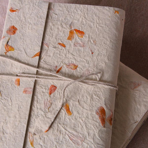 Handmade Eco-Friendly Floral Journal  | Marigold | Cornflower | Softcover Notebook  Sustainable Gifting